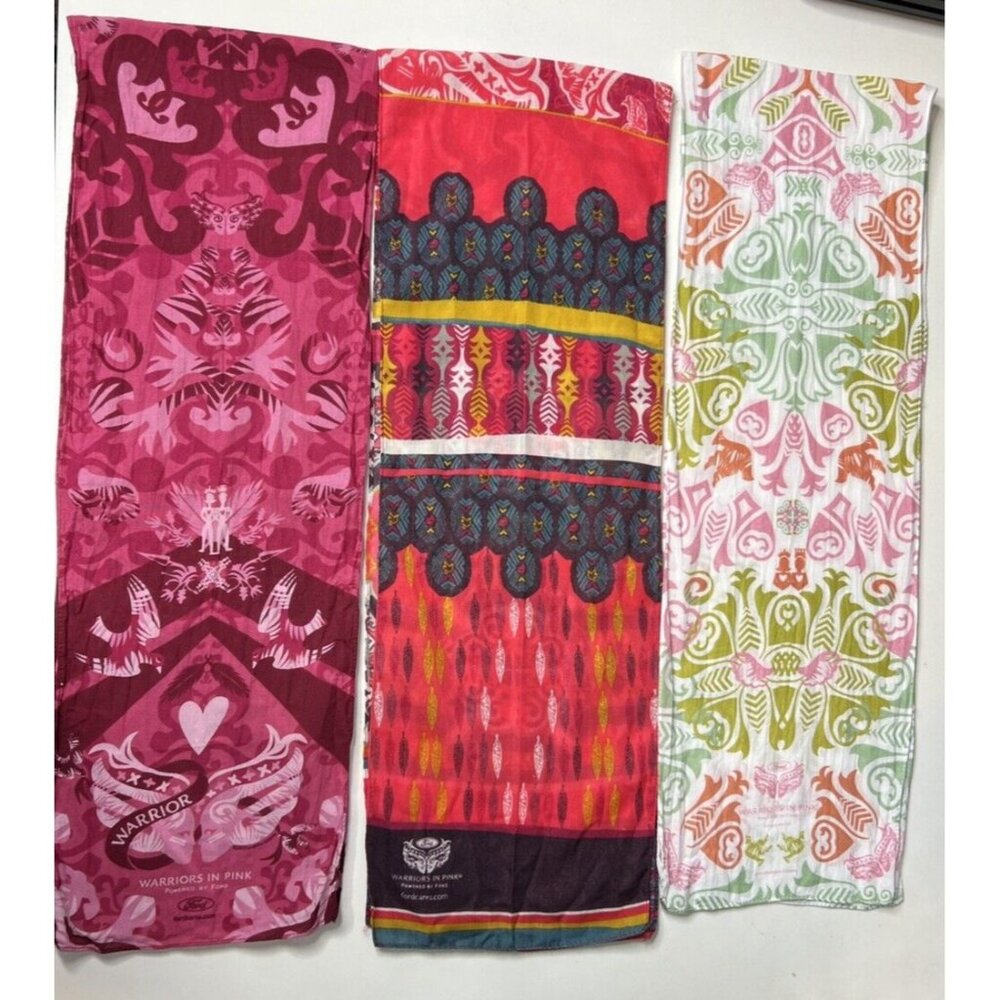 Set of 3 Ford Warriors in Pink Breast Cancer Awareness Scarves - EUC